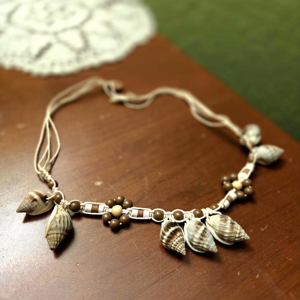 Handmade Shell & Bead Brown Beach Necklace